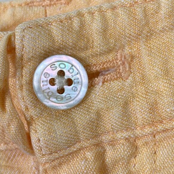 So Blue Sigrid Olsen Yellow 100% Linen Straight Leg Summer Pants Size 14 - Picture 5 of 7